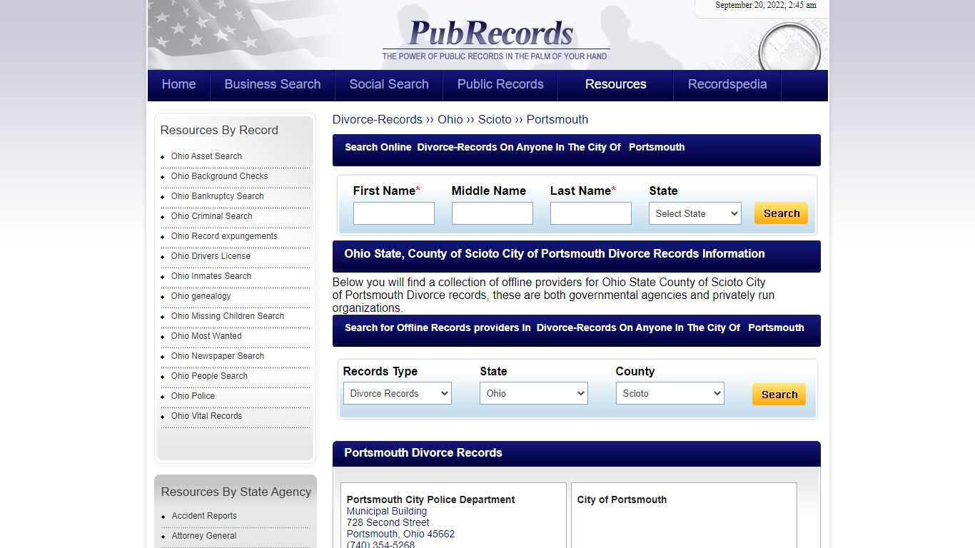 Portsmouth, Scioto County, Ohio Divorce Records - Pubrecords.com